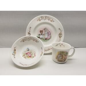 The World Of Beatrix Potter Royal Albert Bone China 1986 Plate Bowl Cup
